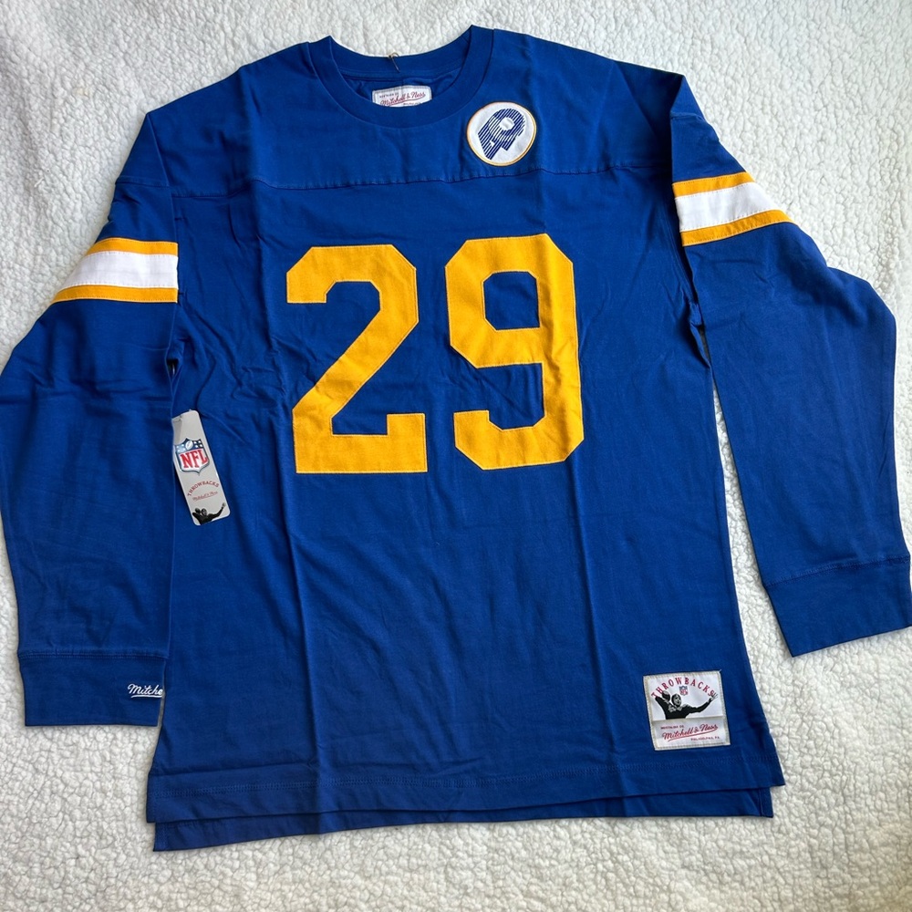 Rams Dickerson 29 Blue and Yellow Sports Jersey